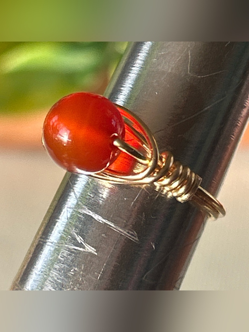 💍 Handcrafted Carnelian Wire Wrapped Crystal Ring size 5.5